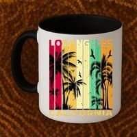 Retro Los Angeles California Palm Tree Stripes Coffee Mug thumb 2
