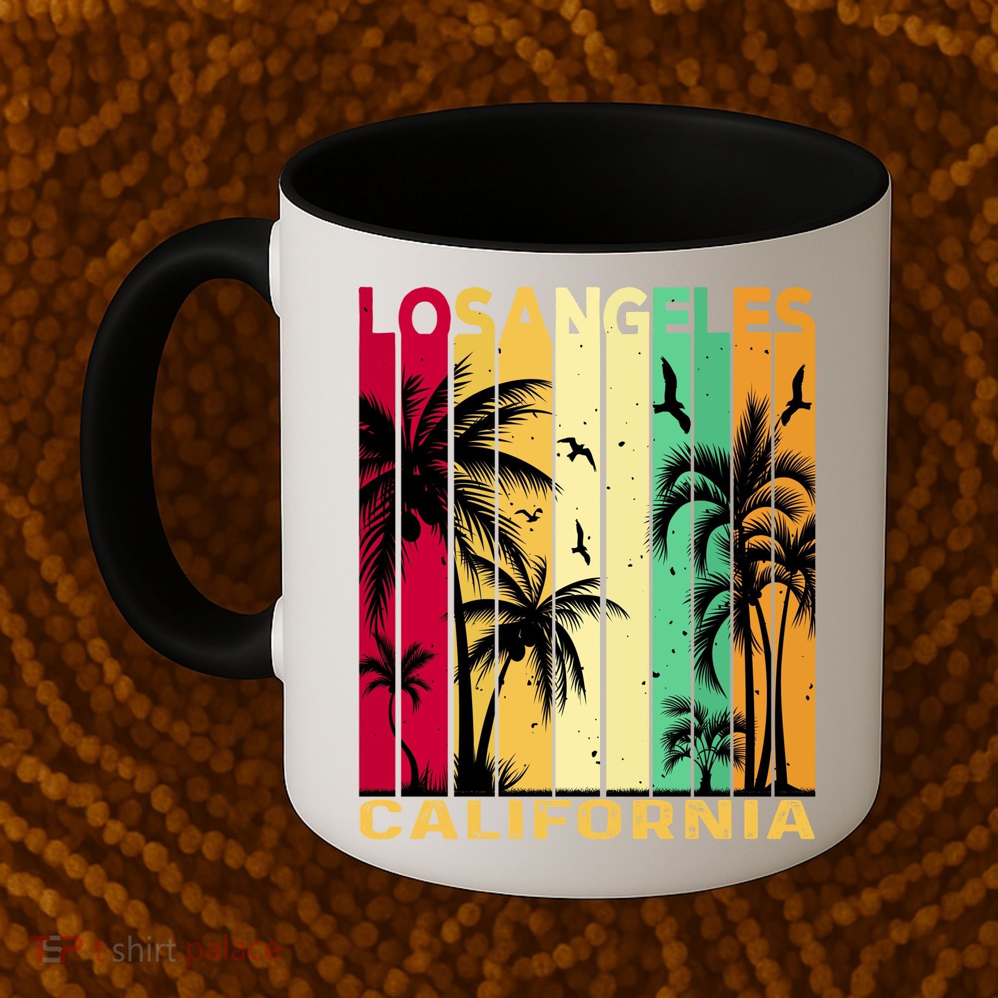 Retro Los Angeles California Palm Tree Stripes Coffee Mug