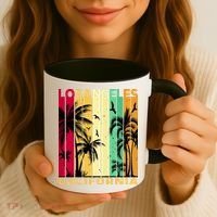 Retro Los Angeles California Palm Tree Stripes Coffee Mug thumb 3