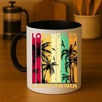 Retro Los Angeles California Palm Tree Stripes Coffee Mug thumb 4