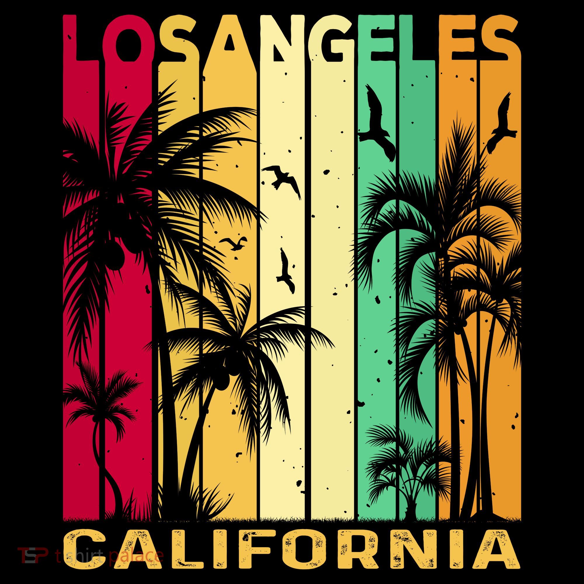 Retro Los Angeles California Palm Tree Stripes Coffee Mug