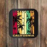 Retro Los Angeles California Palm Tree Stripes Coaster thumb 0
