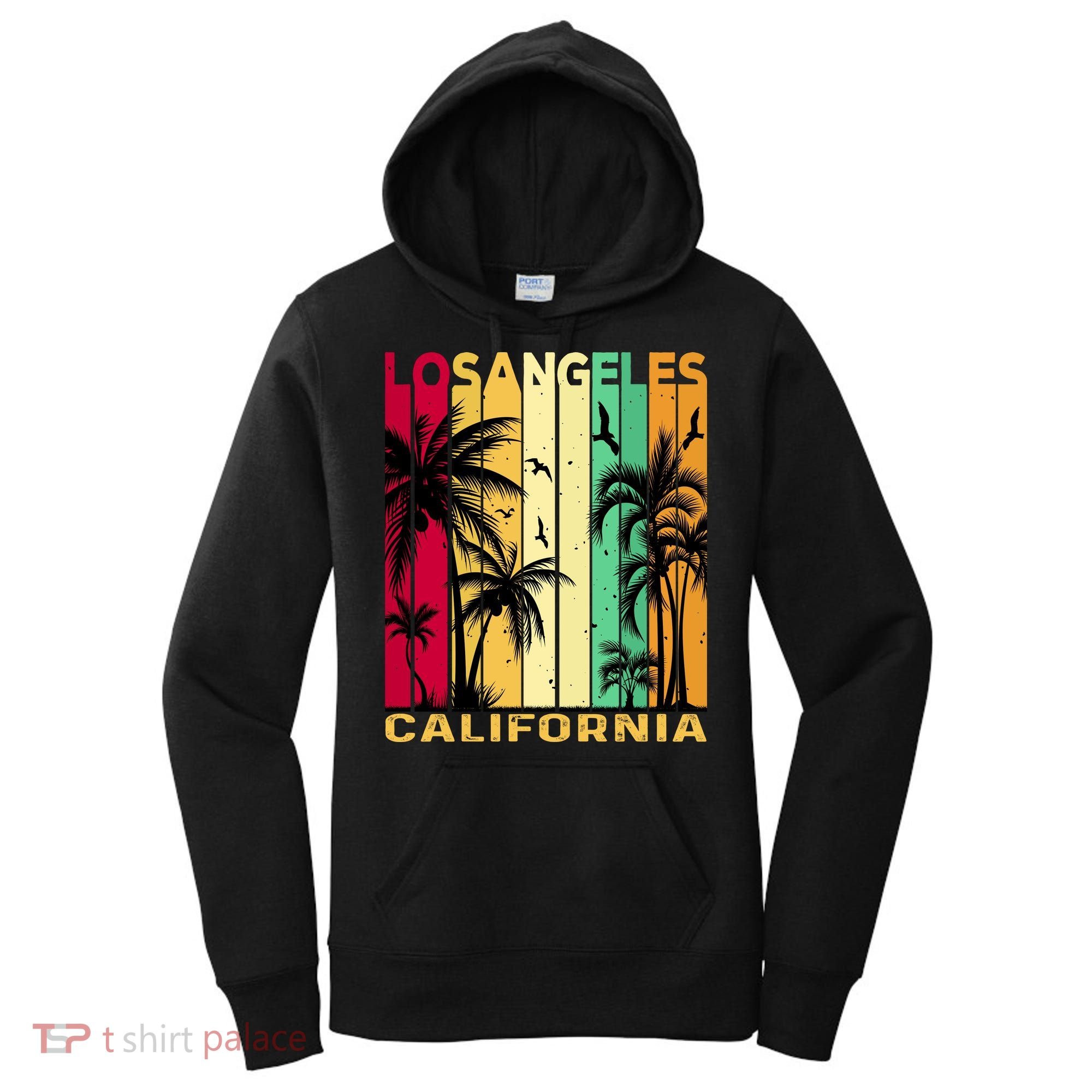 Retro Los Angeles California Palm Tree Stripes Women's Hoodie