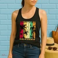 Retro Los Angeles California Palm Tree Stripes Women's Tank Top thumb 2