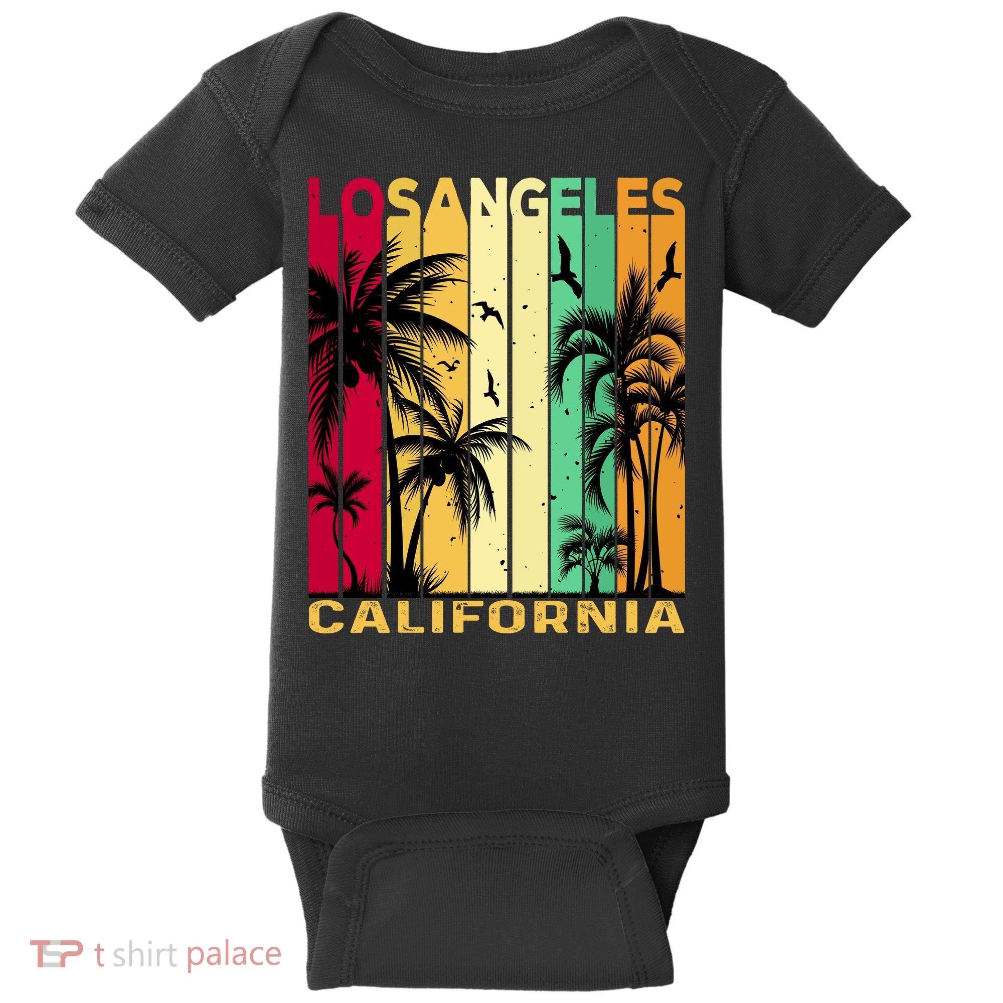Retro Los Angeles California Palm Tree Stripes Baby Bodysuit