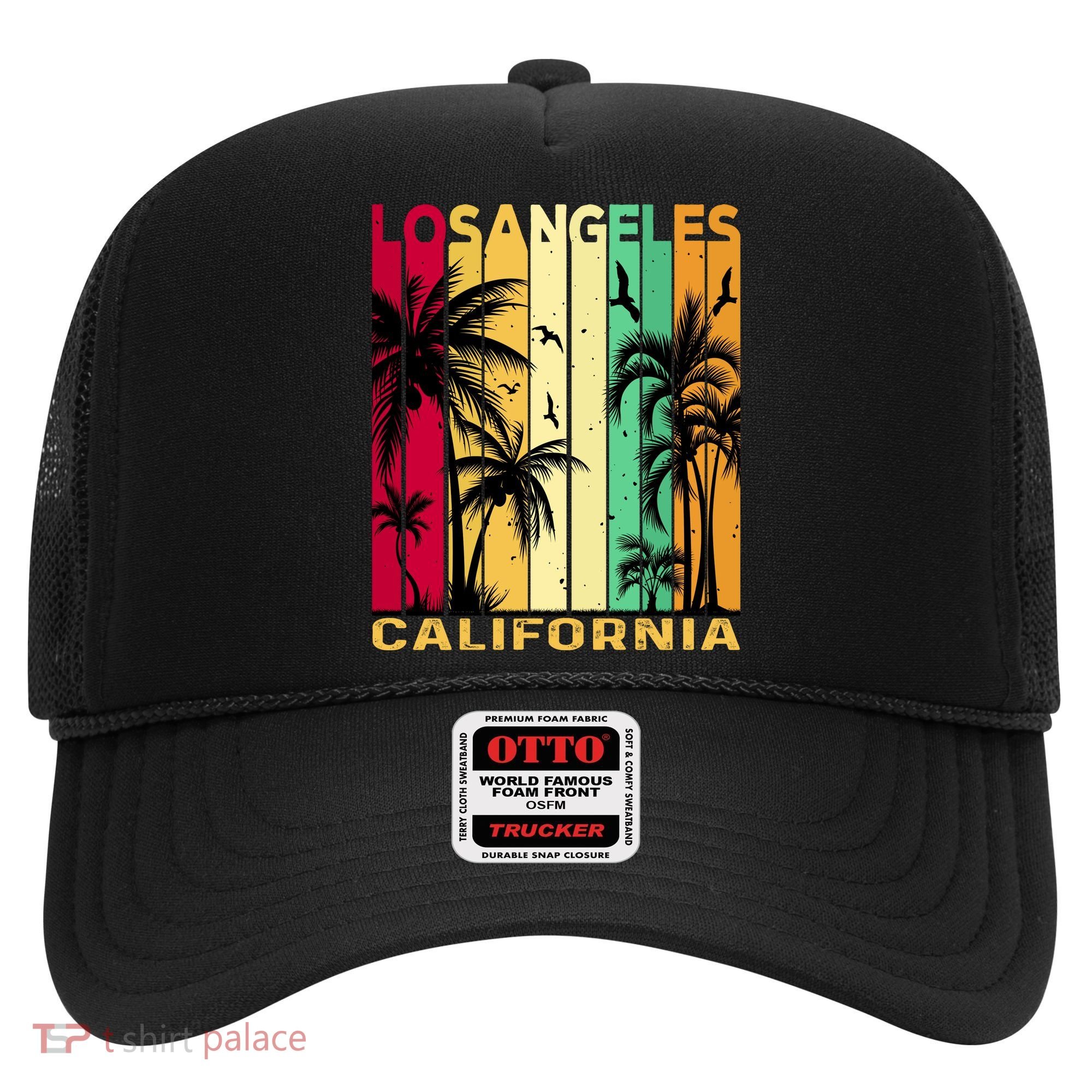 Retro Los Angeles California Palm Tree Stripes Hat