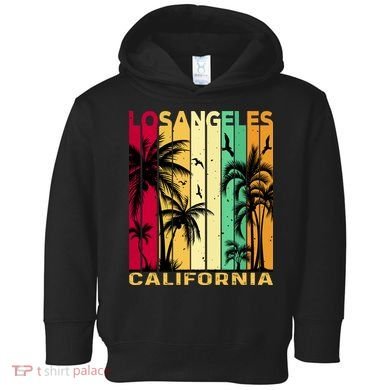 Retro Los Angeles California Palm Tree Stripes Toddler Hoodie
