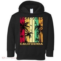 Retro Los Angeles California Palm Tree Stripes Toddler Hoodie thumb 0