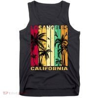 Retro Los Angeles California Palm Tree Stripes Tank Top thumb 0