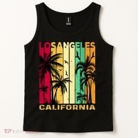Retro Los Angeles California Palm Tree Stripes Tank Top thumb 2