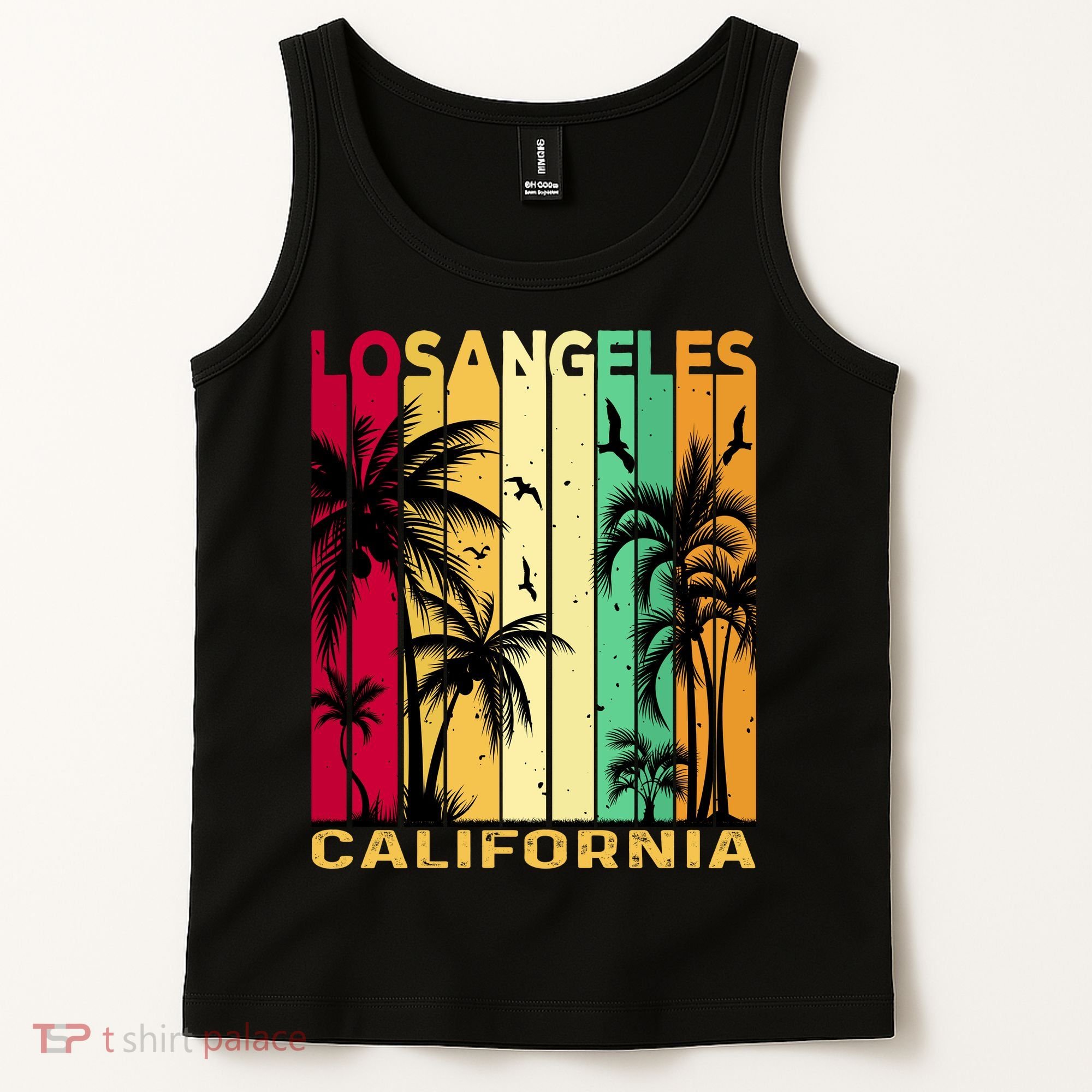 Retro Los Angeles California Palm Tree Stripes Tank Top
