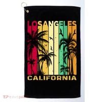 Retro Los Angeles California Palm Tree Stripes Golf Towel thumb 0