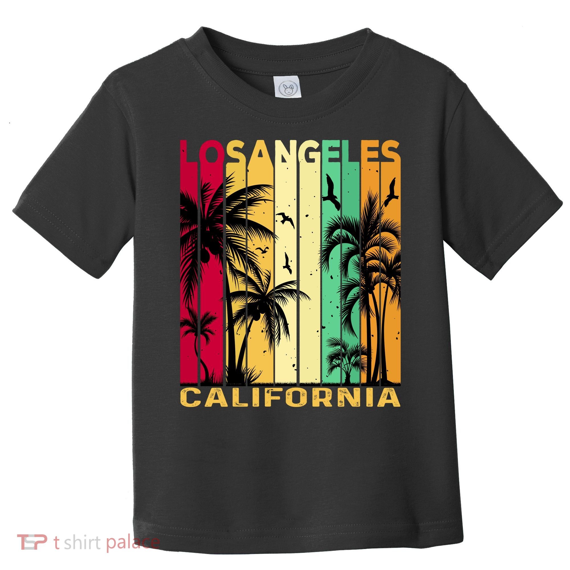 Retro Los Angeles California Palm Tree Stripes Toddler T-Shirt