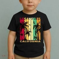 Retro Los Angeles California Palm Tree Stripes Toddler T-Shirt thumb 2