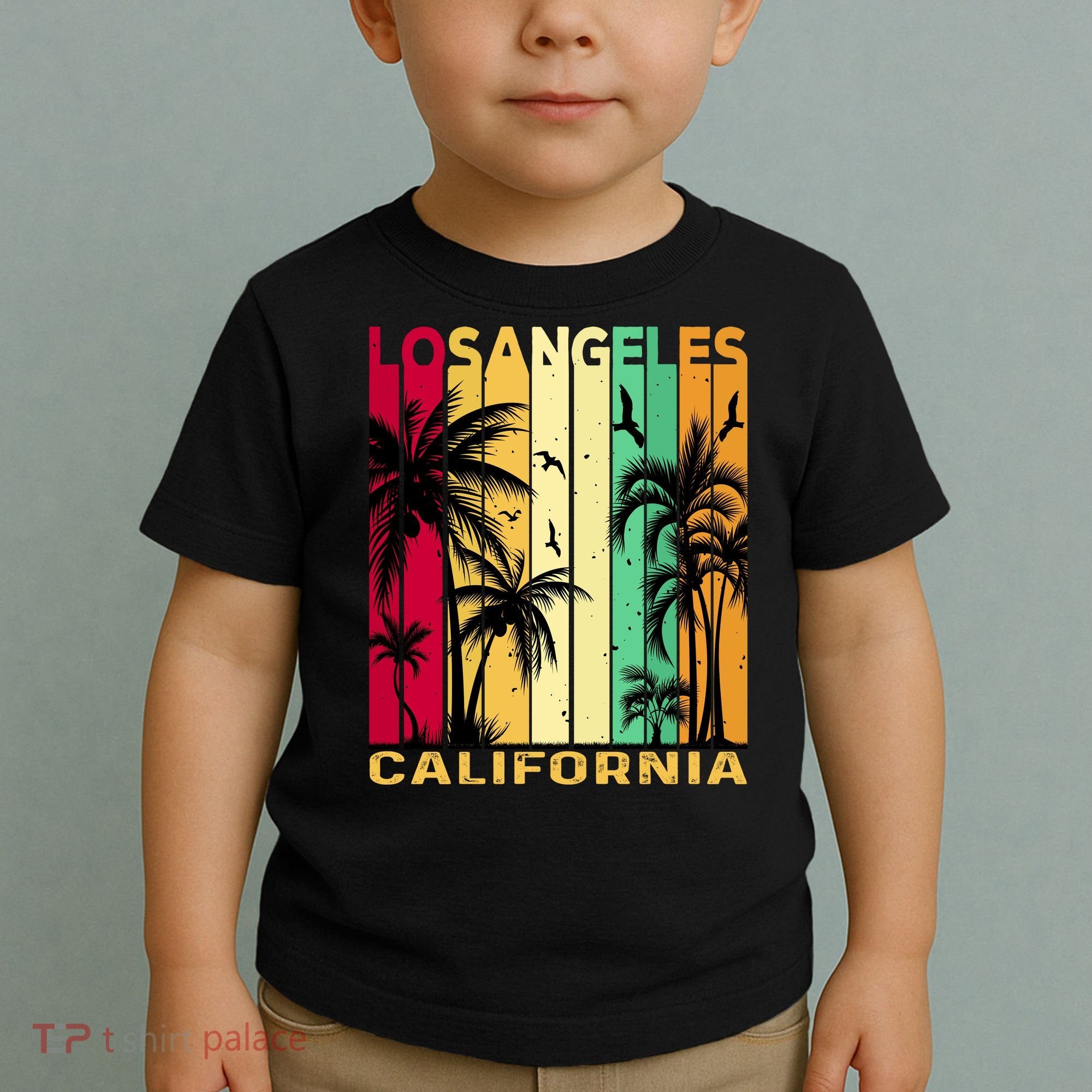 Retro Los Angeles California Palm Tree Stripes Toddler T-Shirt