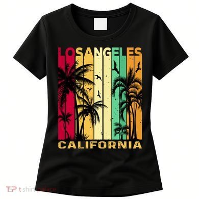 Retro Los Angeles California Palm Tree Stripes Women's T-Shirt