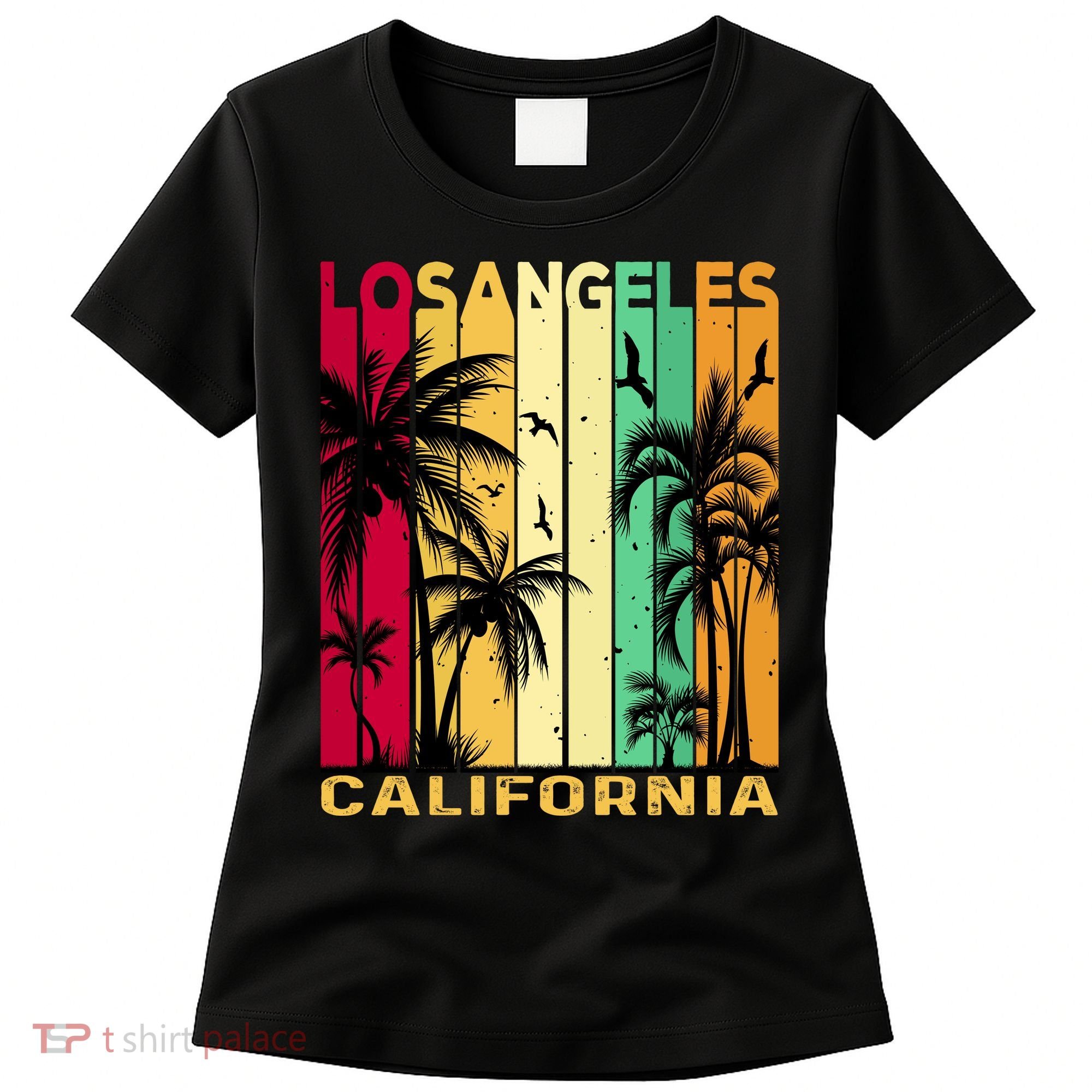 Retro Los Angeles California Palm Tree Stripes Women's T-Shirt