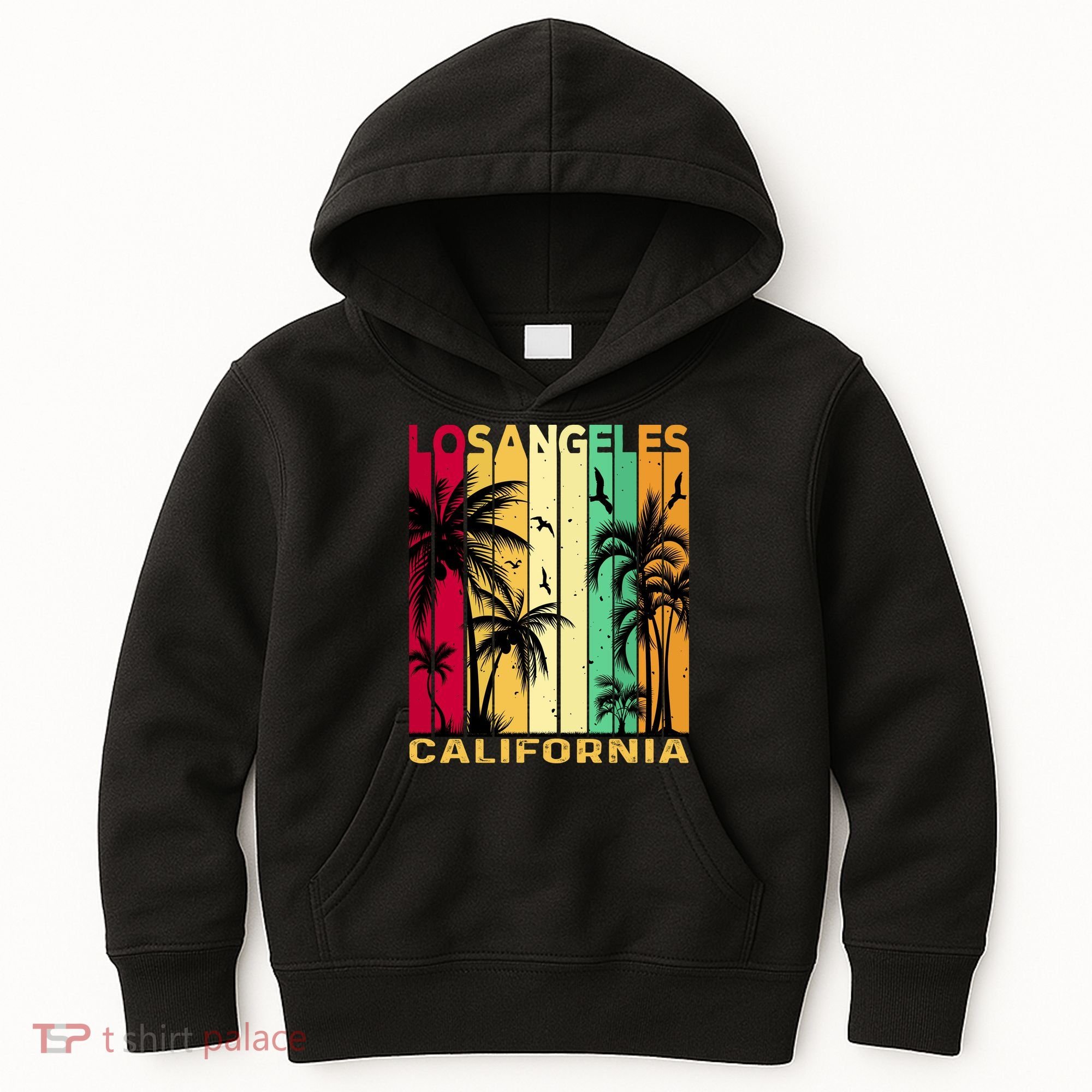 Retro Los Angeles California Palm Tree Stripes Kids Hoodie