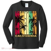 Retro Los Angeles California Palm Tree Stripes Kids Long Sleeve Shirt thumb 0