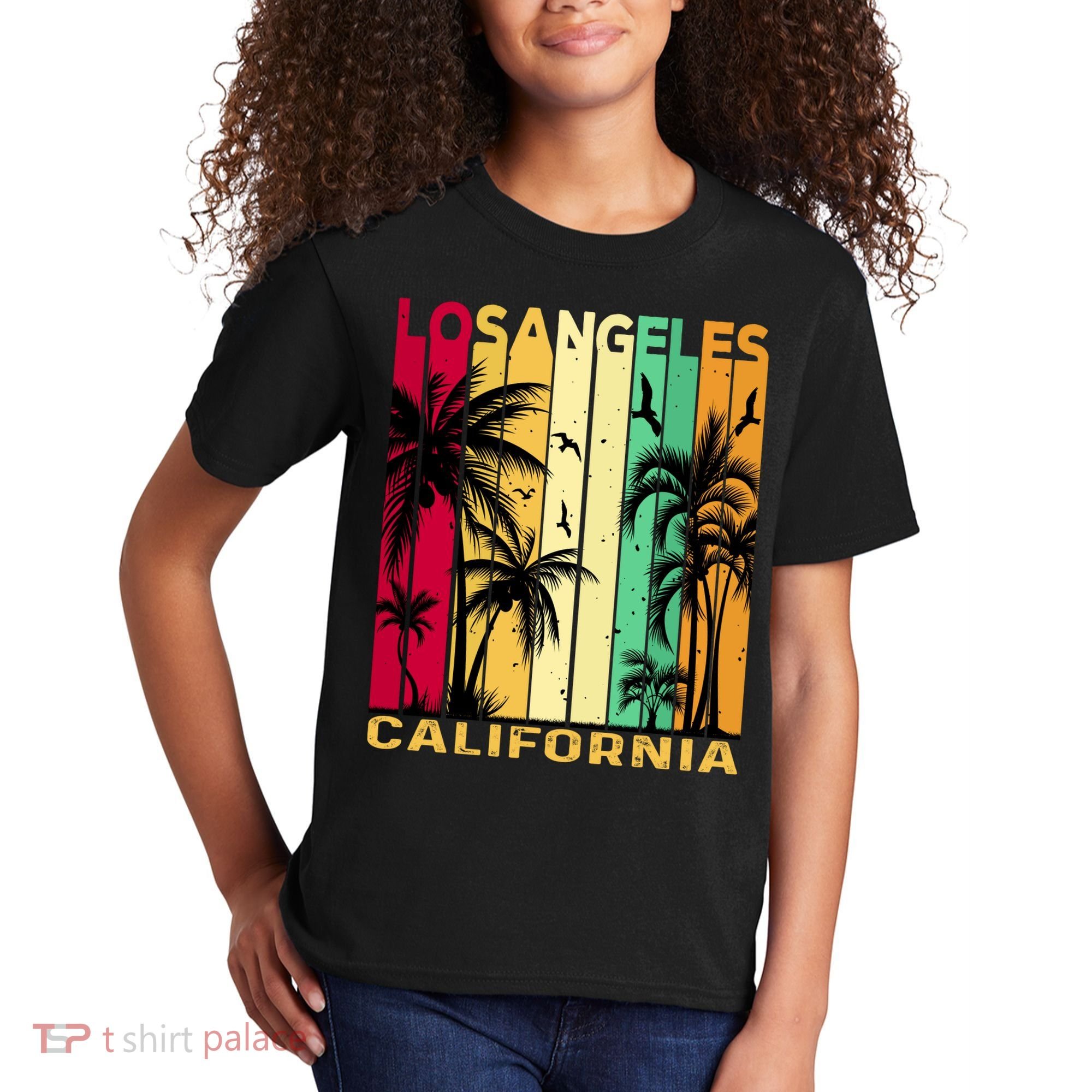 Retro Los Angeles California Palm Tree Stripes Kids T-Shirt