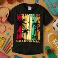 Retro Los Angeles California Palm Tree Stripes Kids T-Shirt thumb 3