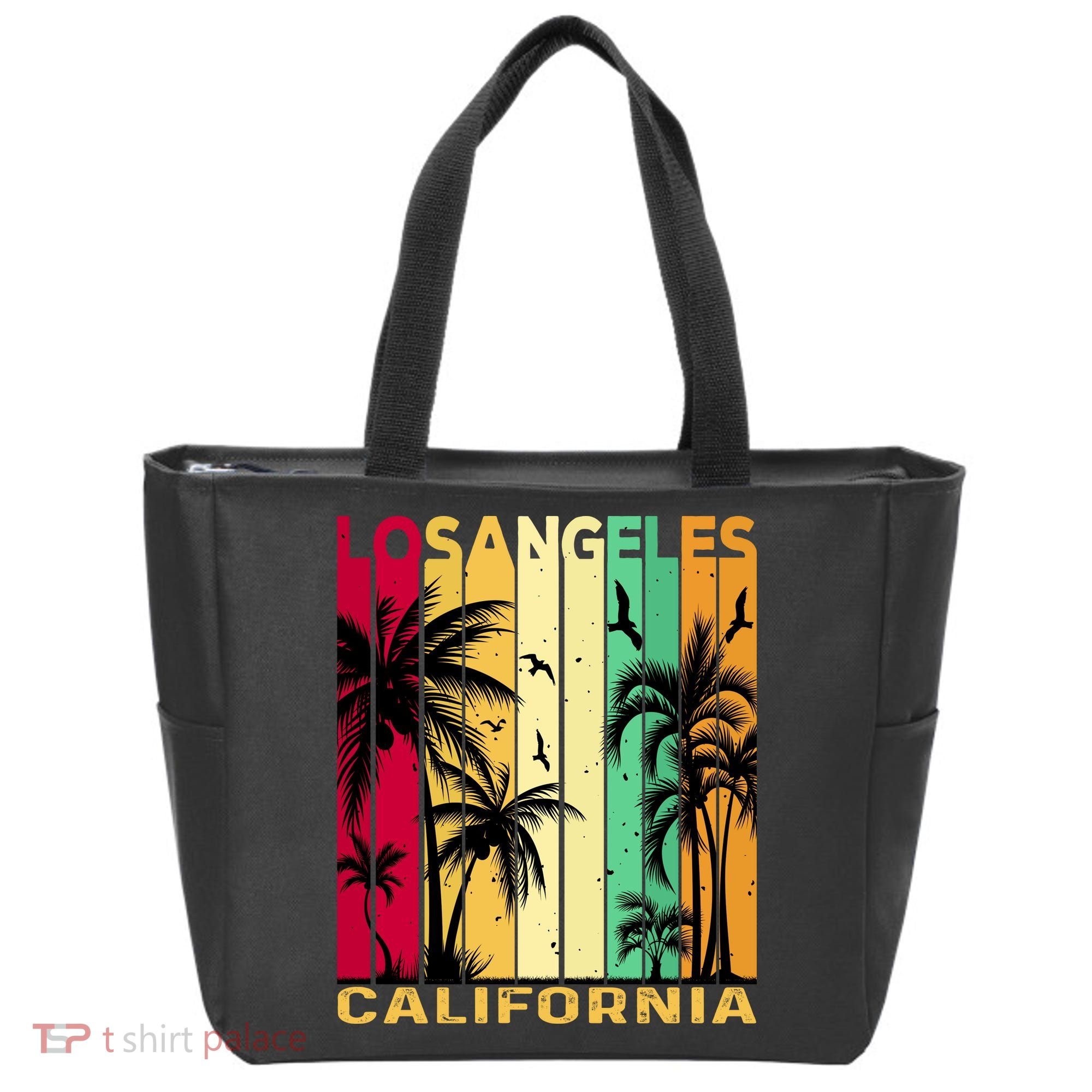 Retro Los Angeles California Palm Tree Stripes Tote Bag