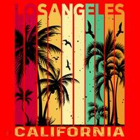 Retro Los Angeles California Palm Tree Stripes Santa Hat thumb 1