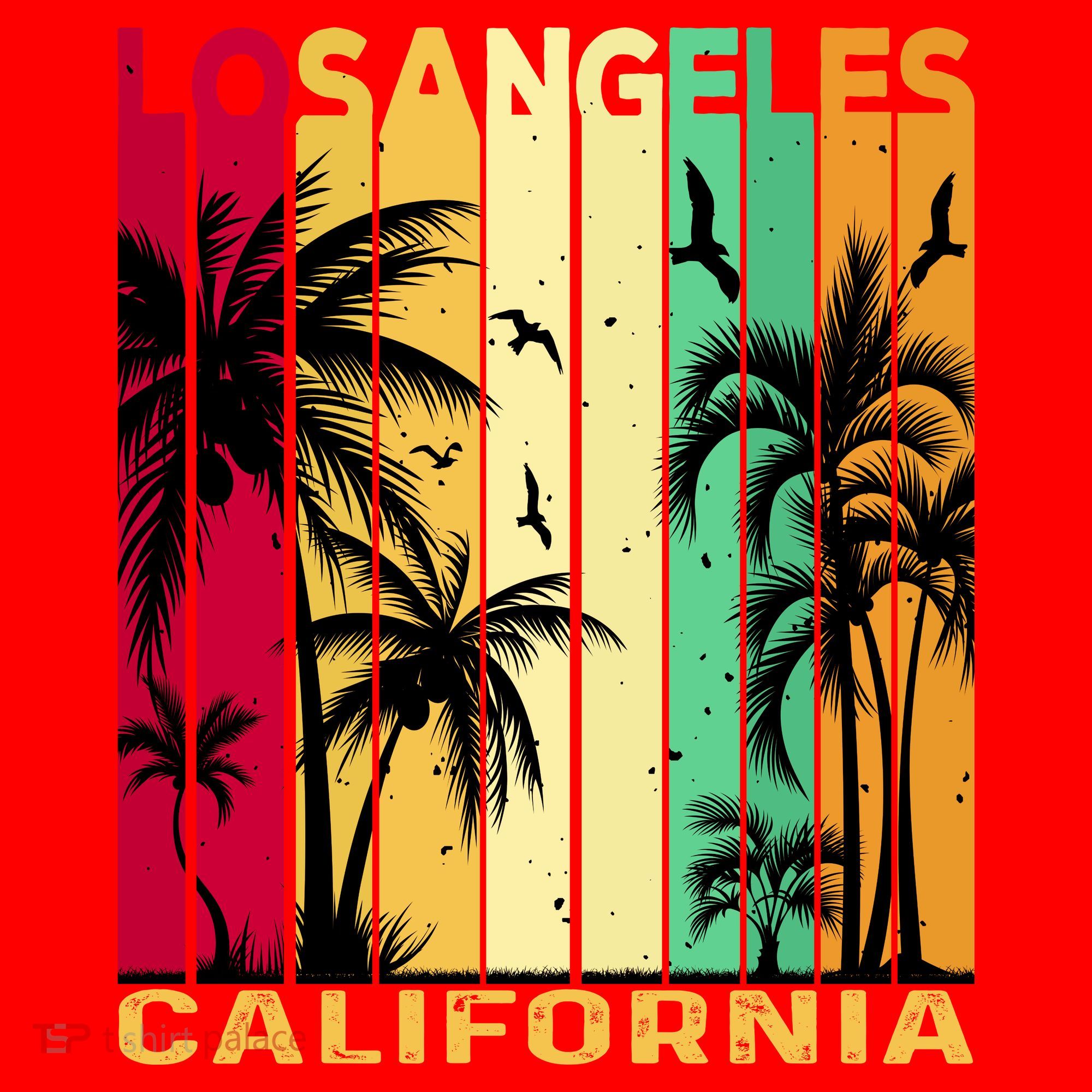 Retro Los Angeles California Palm Tree Stripes Santa Hat
