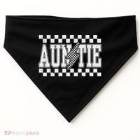 Retro Lightning Auntie Checkered Funny Auntie For Women USA-Made Doggie Bandana thumb 0