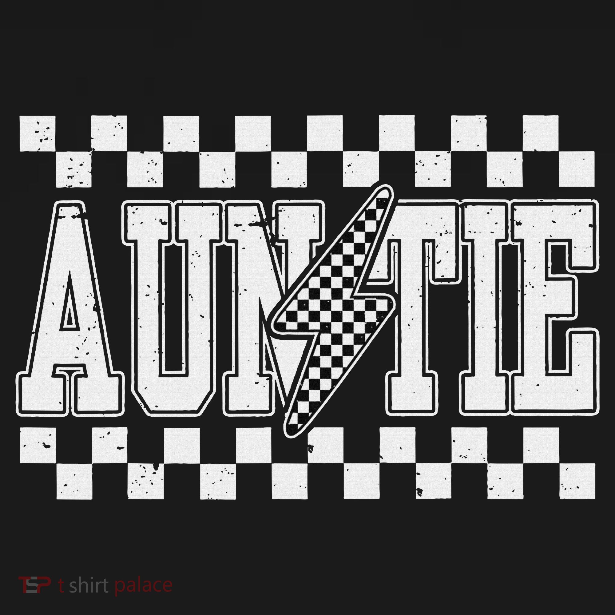 Retro Lightning Auntie Checkered Funny Auntie For Women Sweatshirt