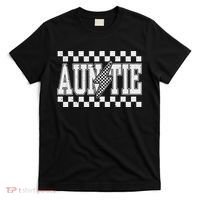 Retro Lightning Auntie Checkered Funny Auntie For Women T-Shirt thumb 0
