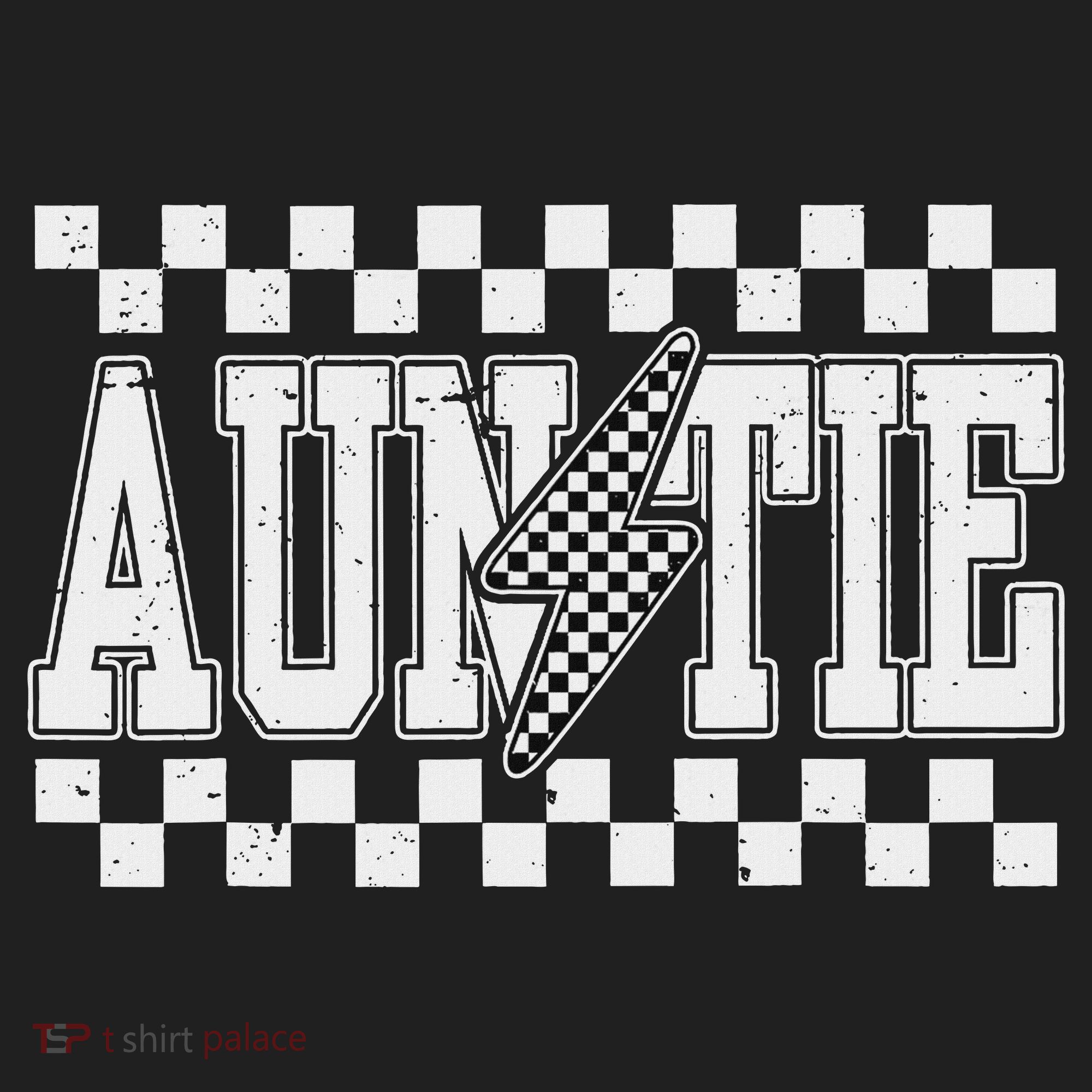 Retro Lightning Auntie Checkered Funny Auntie For Women Beanie