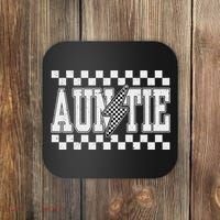 Retro Lightning Auntie Checkered Funny Auntie For Women Coaster thumb 0