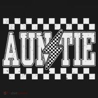 Retro Lightning Auntie Checkered Funny Auntie For Women Polo thumb 3