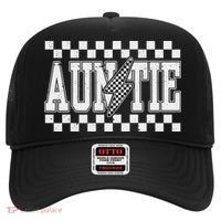 Retro Lightning Auntie Checkered Funny Auntie For Women Hat thumb 0