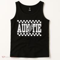 Retro Lightning Auntie Checkered Funny Auntie For Women Tank Top thumb 2