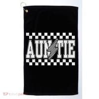Retro Lightning Auntie Checkered Funny Auntie For Women Golf Towel thumb 0