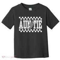 Retro Lightning Auntie Checkered Funny Auntie For Women Toddler T-Shirt thumb 0