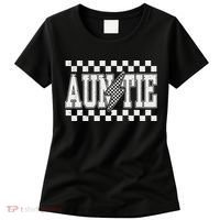Retro Lightning Auntie Checkered Funny Auntie For Women Women's T-Shirt thumb 0