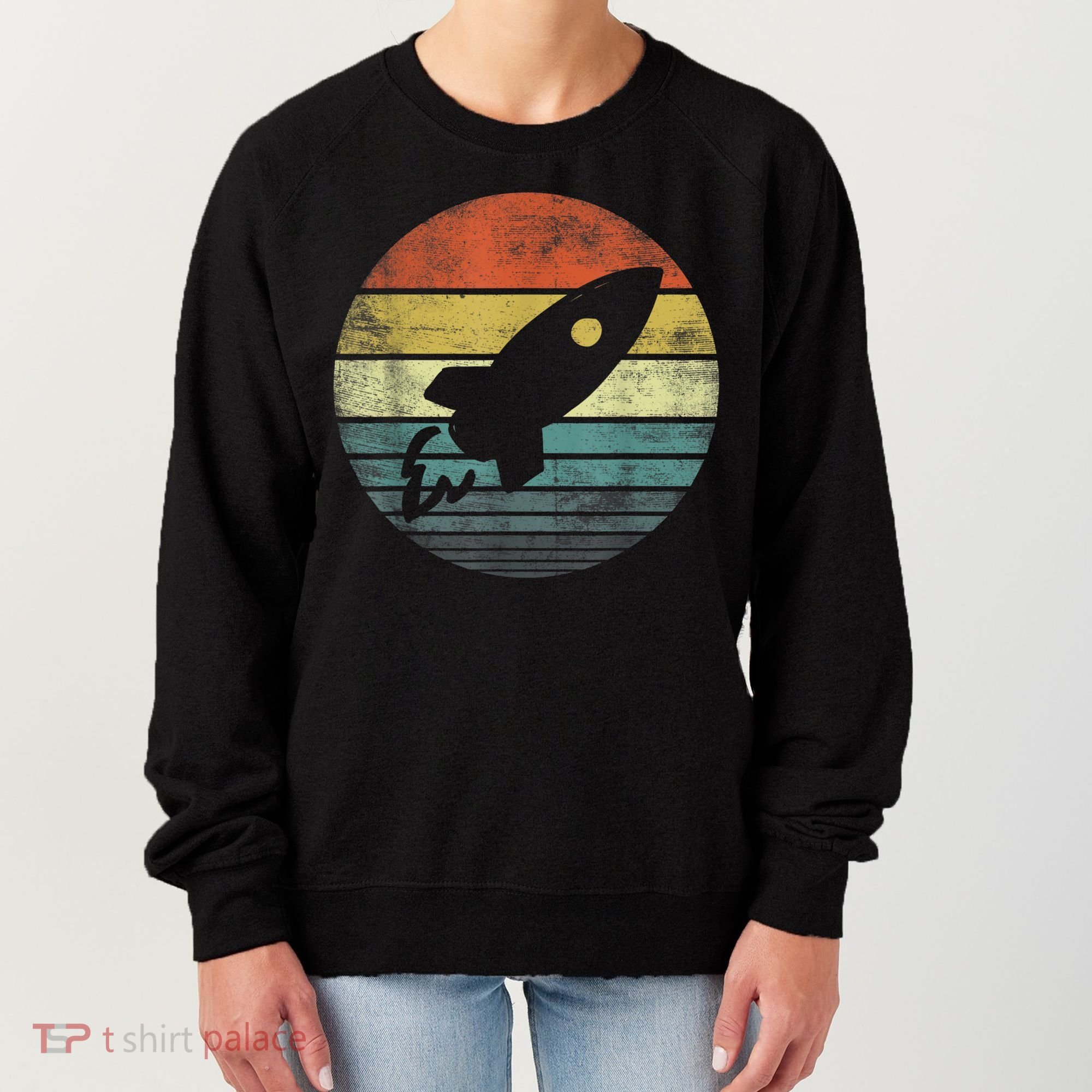 Rocket Launch Astronomy Funny Retro Rocket Space Ship Women's Sweatshirt