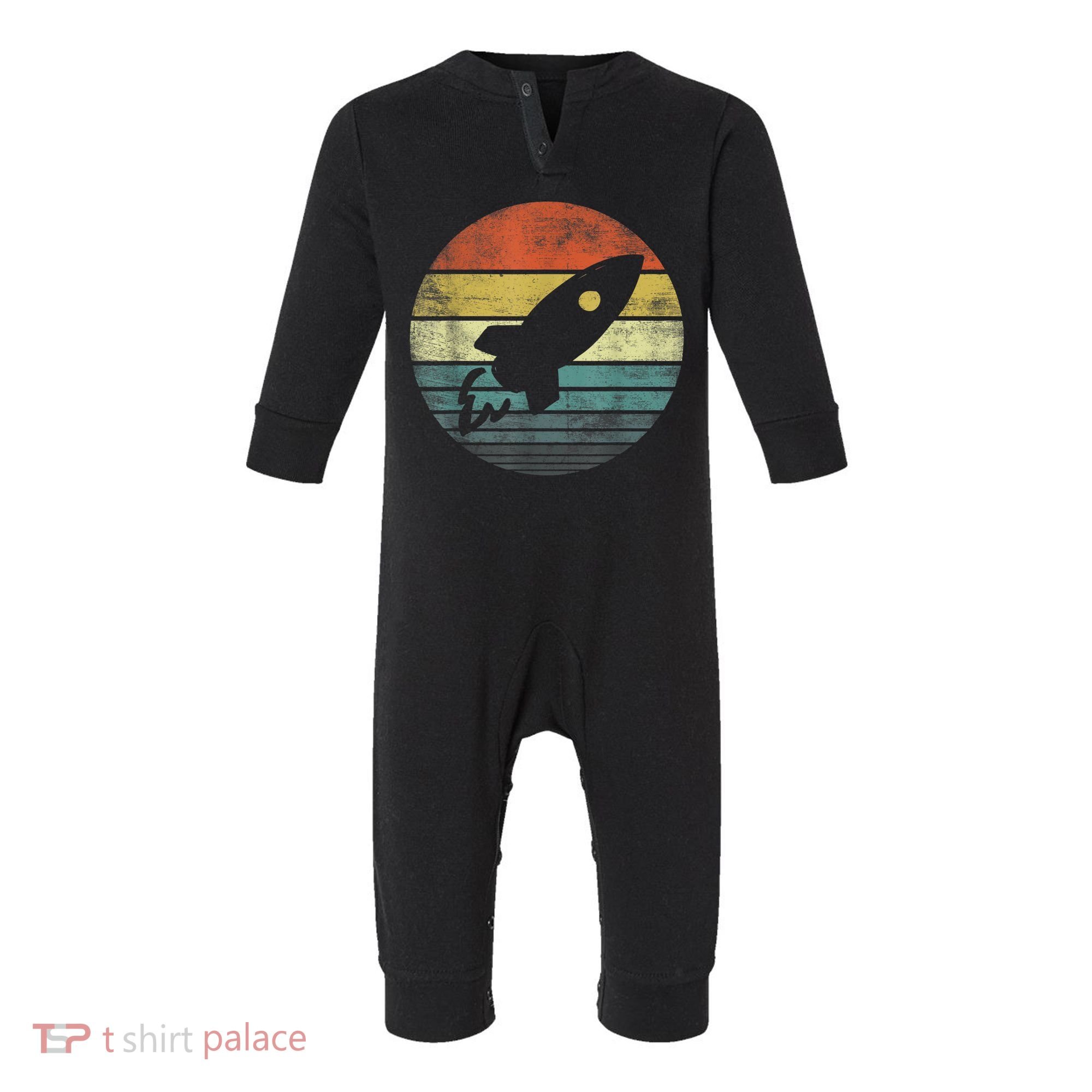 Rocket Launch Astronomy Funny Retro Rocket Space Ship Infant Fleece One Piece