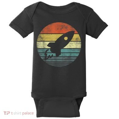 Rocket Launch Astronomy Funny Retro Rocket Space Ship Baby Bodysuit