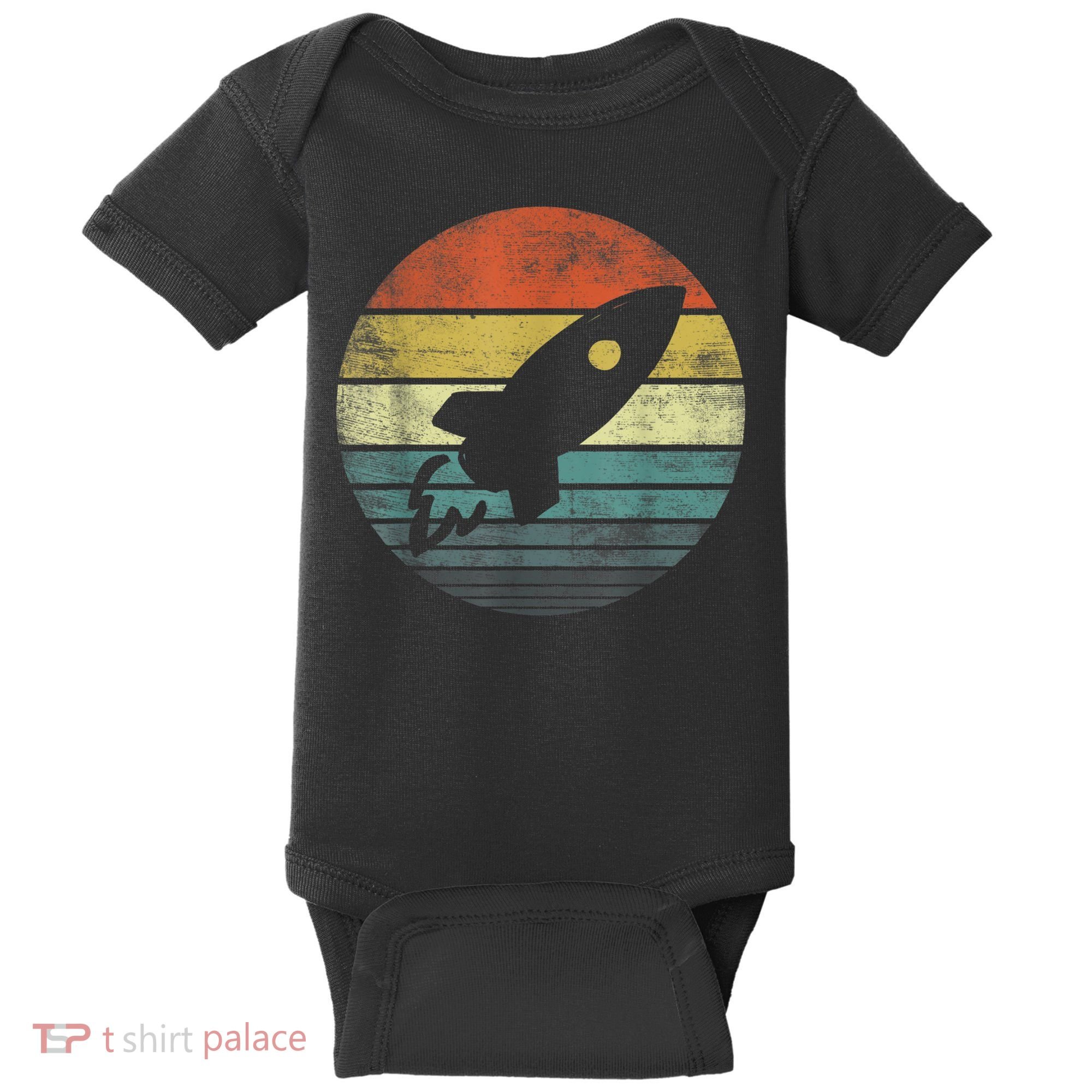 Rocket Launch Astronomy Funny Retro Rocket Space Ship Baby Bodysuit