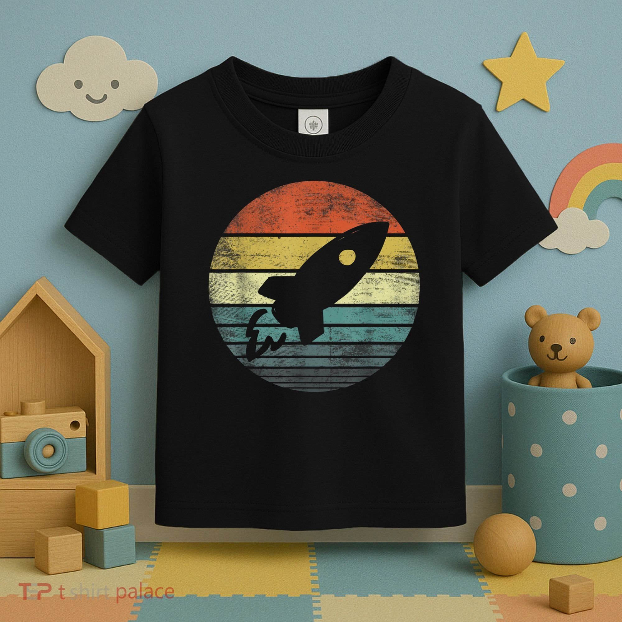 Rocket Launch Astronomy Funny Retro Rocket Space Ship Toddler T-Shirt