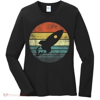 Rocket Launch Astronomy Funny Retro Rocket Space Ship Women's Long Sleeve Shirt