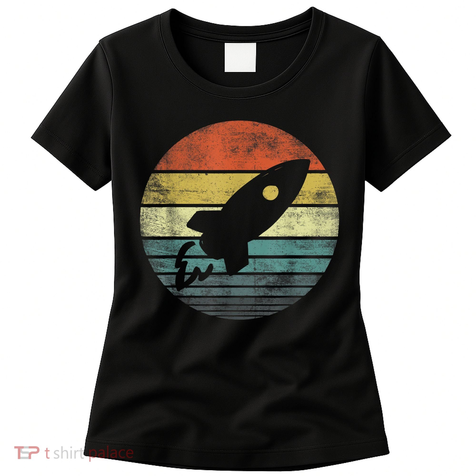 Rocket Launch Astronomy Funny Retro Rocket Space Ship Women's T-Shirt