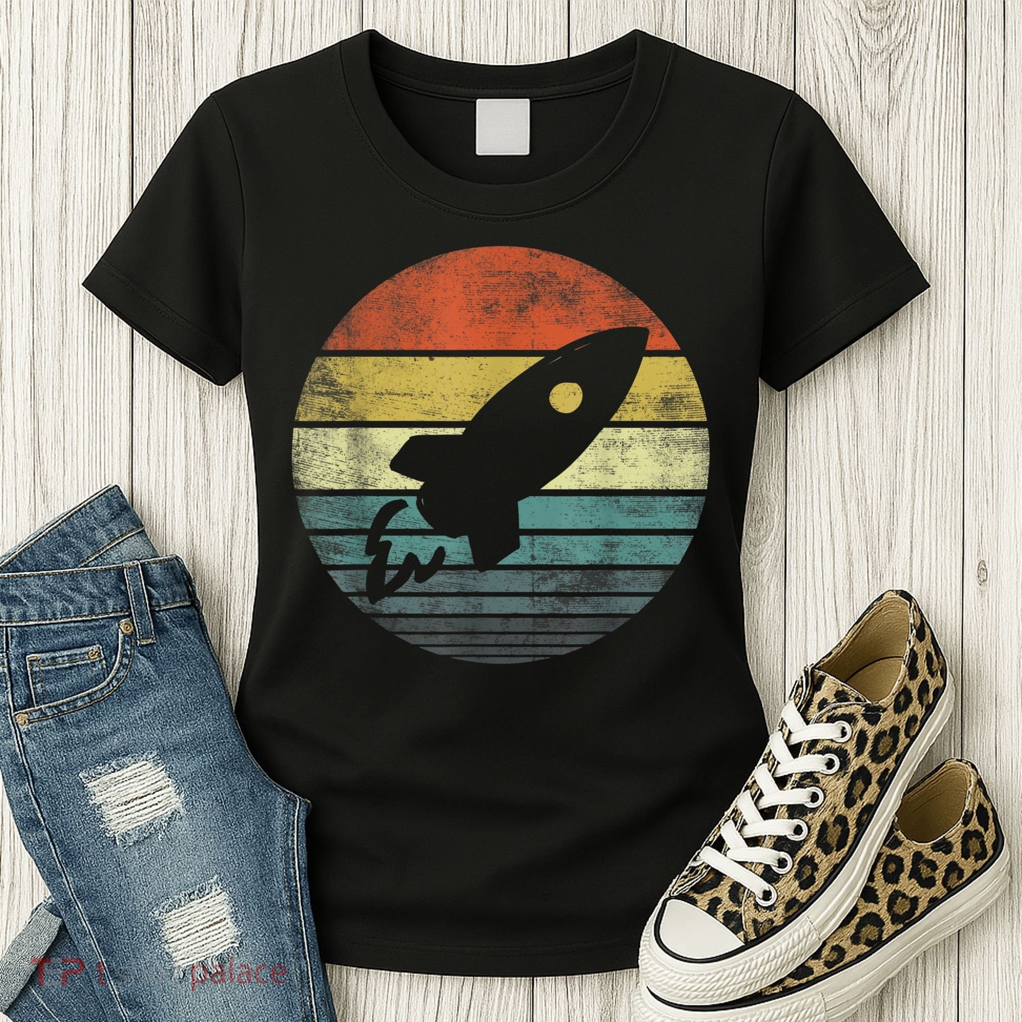 Rocket Launch Astronomy Funny Retro Rocket Space Ship Women's T-Shirt