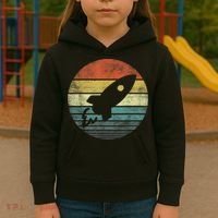 Rocket Launch Astronomy Funny Retro Rocket Space Ship Kids Hoodie thumb 3