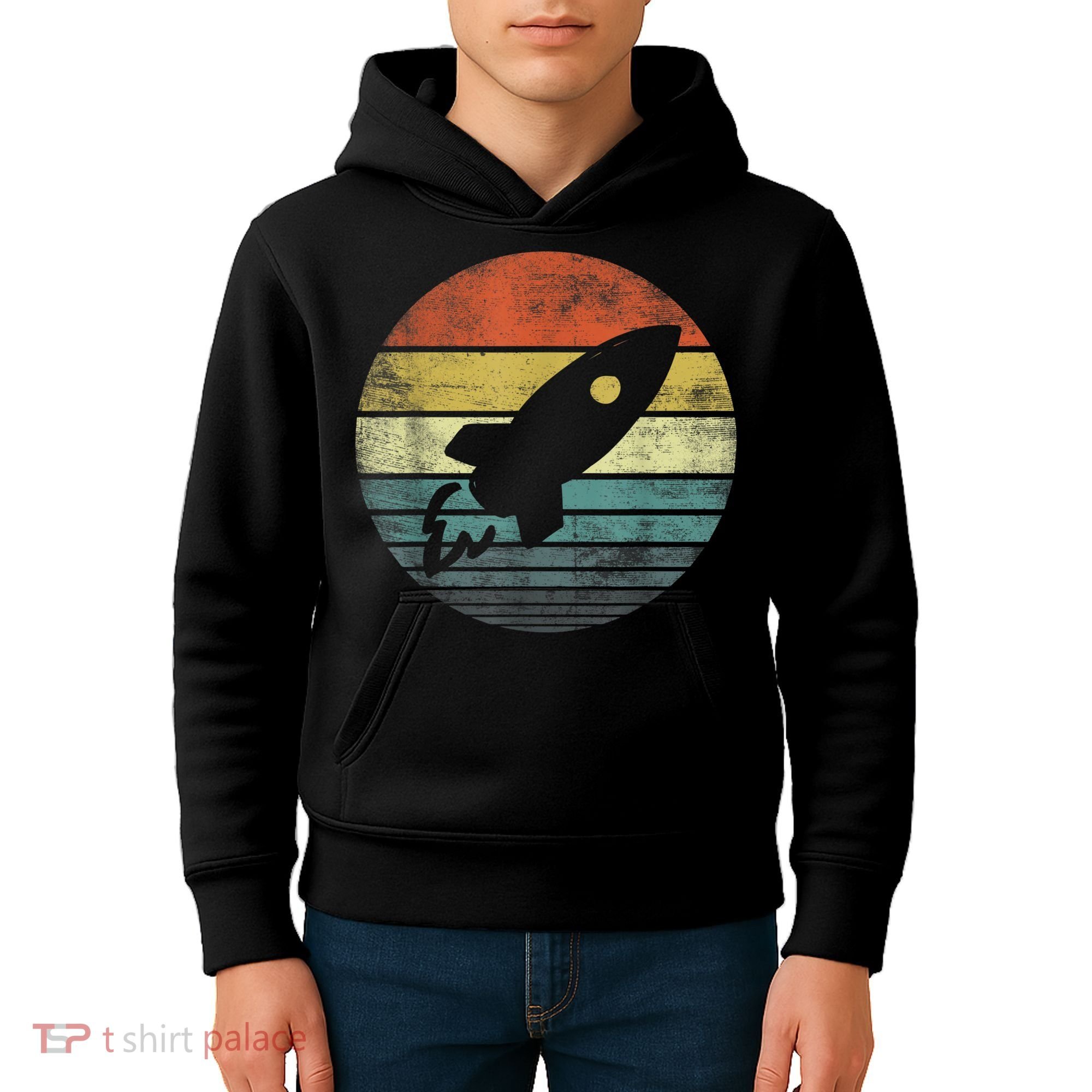 Rocket Launch Astronomy Funny Retro Rocket Space Ship Kids Hoodie