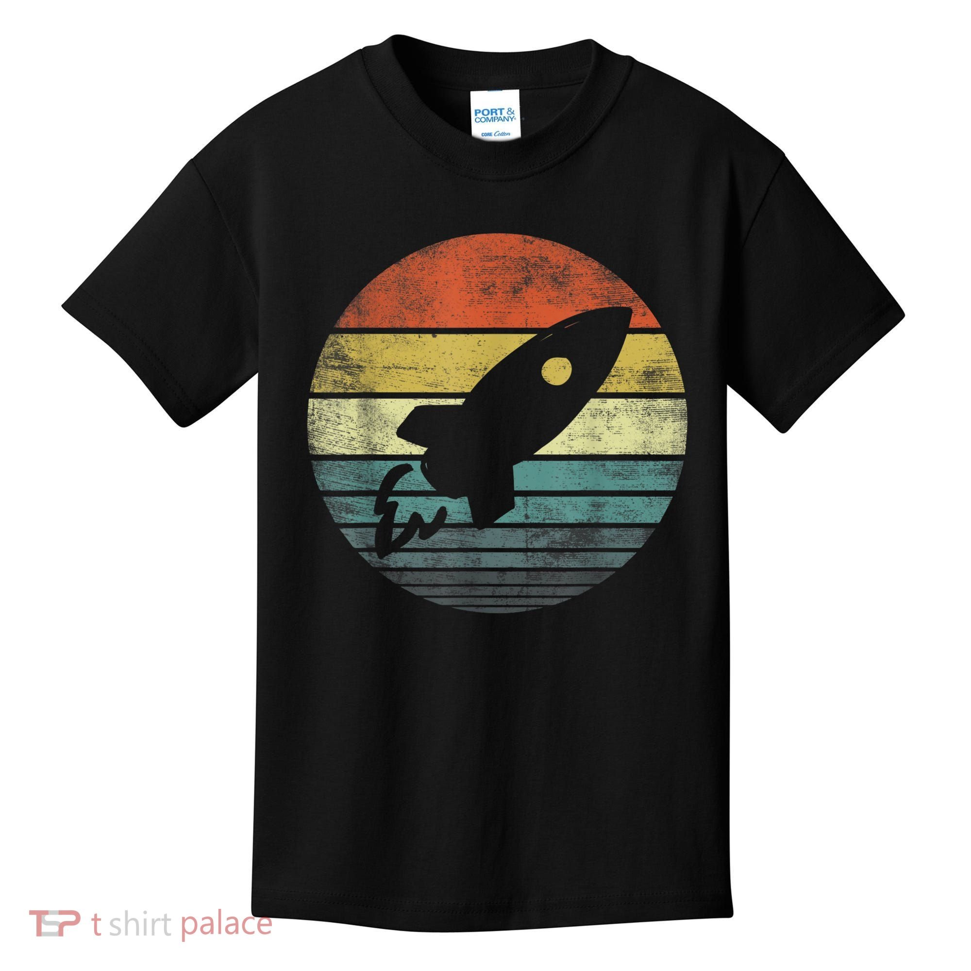 Rocket Launch Astronomy Funny Retro Rocket Space Ship Kids T-Shirt